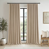 MIULEE Taupe Pinch Pleated 100% Blackout Linen Curtains 96 Inch Length 2 Panels Set, Pleat Curtains with Pin Hooks, Black Out Light Blocking Room Darkening Drapes for Bedroom Living Room Window